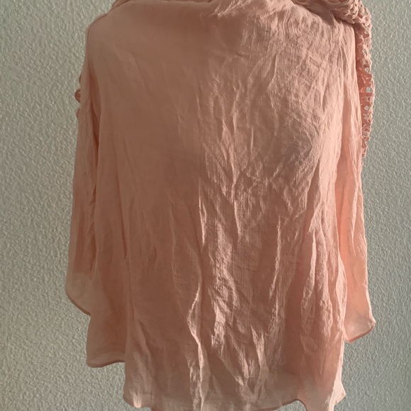 Pink Ruffled Tie Front Blouse - Picture 4 of 4